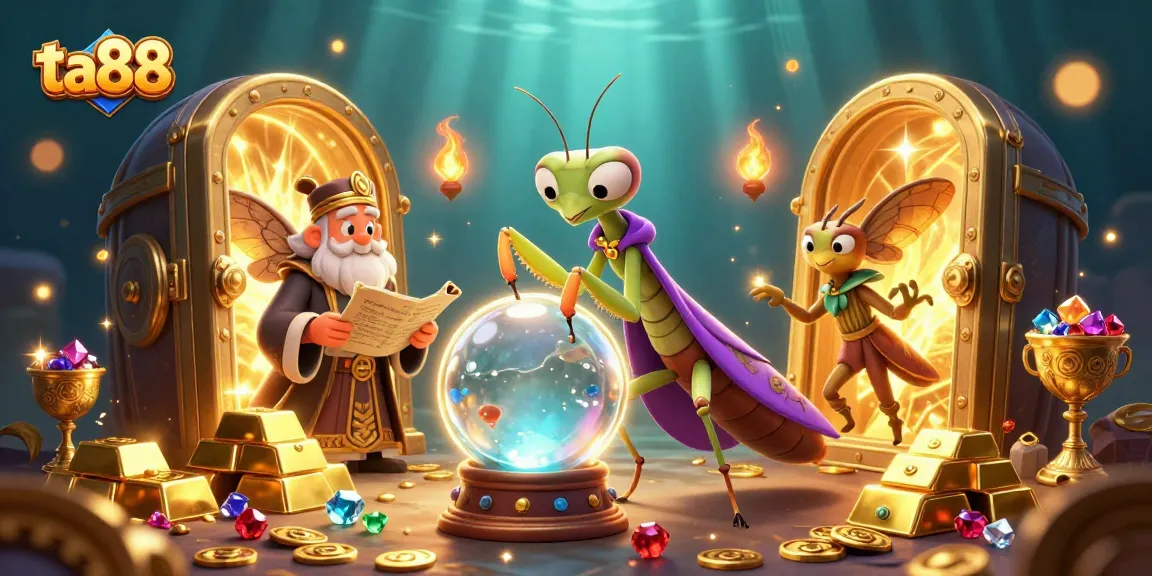 Engage in thrilling gameplay at ta88 with a vibrant 3D illustration of casino adventures and treasure.
