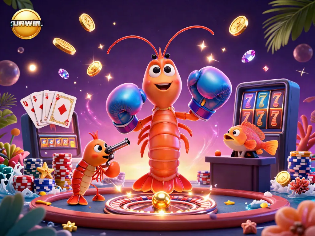 Experience the thrill of sunwin. casino with vibrant 3D shrimp characters and dynamic gaming elements.