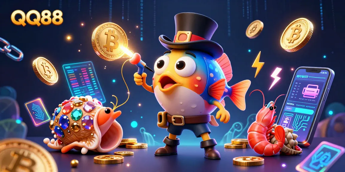 Engage with QQ88 through a vibrant underwater casino adventure showcasing crypto elements and treasure!